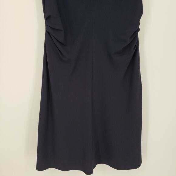 MM Lafleur Eleanor Dress 16 Midnight Navy Blue Twist Ruched A Line Minimalist - Picture 7 of 12